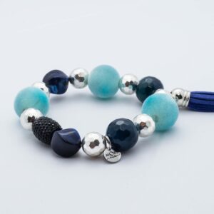 BRACCIALE ELASTICO AGATA SFACCETTATA BLU